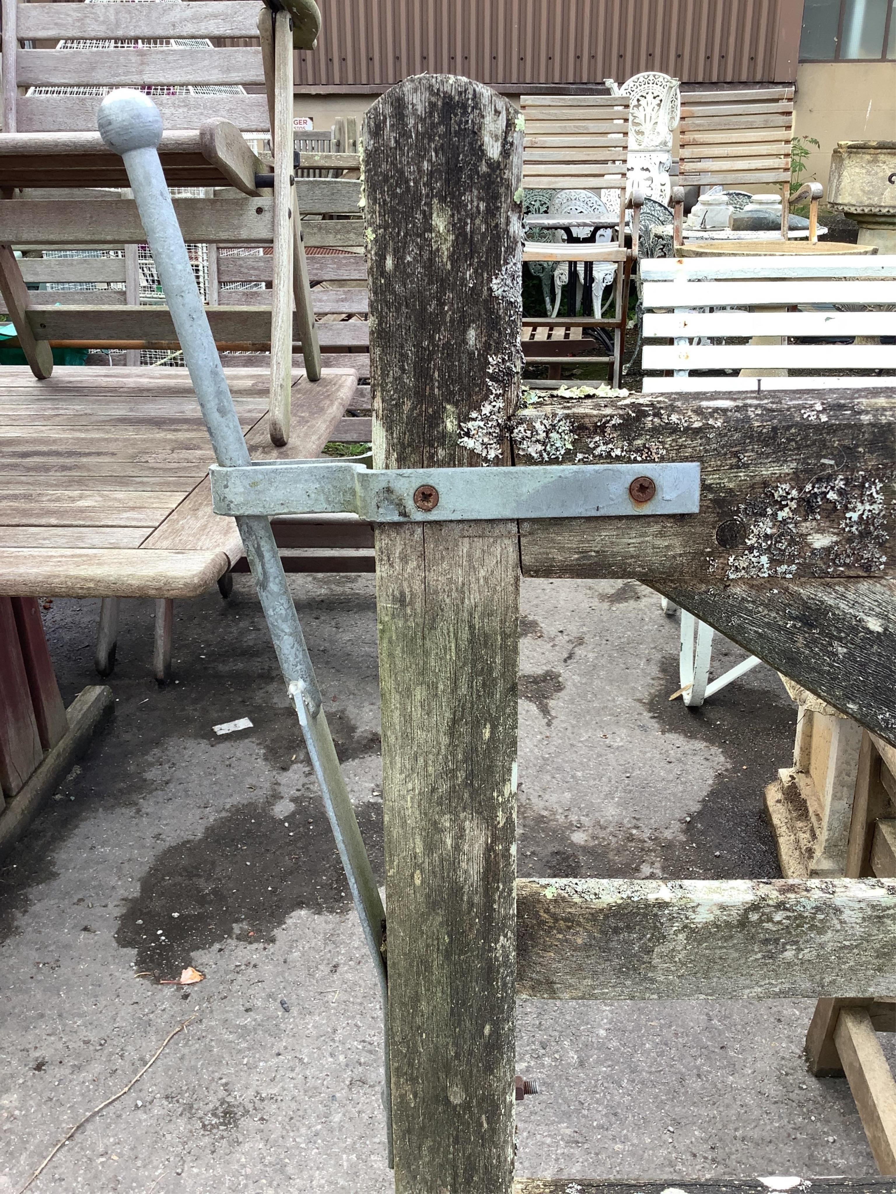 A pair of 10ft Biddenden hardwood gates with galvanised mounts. Condition - fair